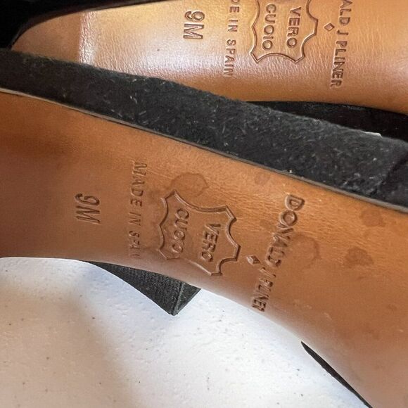 Donald J Pliner Prime Black Patent Leather & Suede Strappy Pointed Toe Pumps - Picture 8 of 9